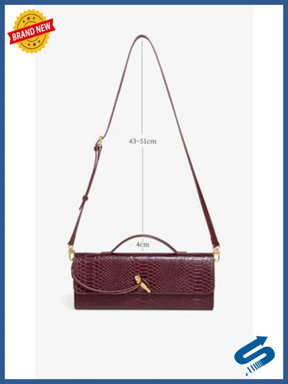 Leather Clutch Bag Crocodile Print Crossbody Shoulder Tote Evening Handbag